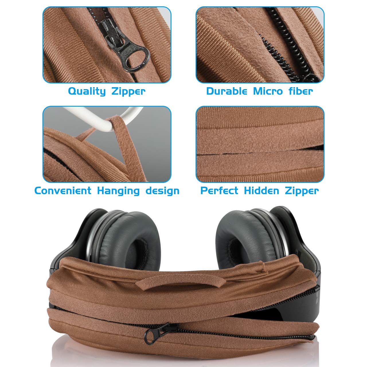 TXEsign Universal Replacement Headband Cushion Pad Cover Protector Compatible with ATH M50X, QC 35i/35ii, QC25, Solo 2/Solo 3, Studio 2/3 Headphones (Brown)
