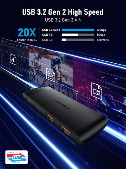 Lemorele USB C Hub 5-in-1 10Gbps, 2 USB A & 2 C Data Ports, 23.6in Cable