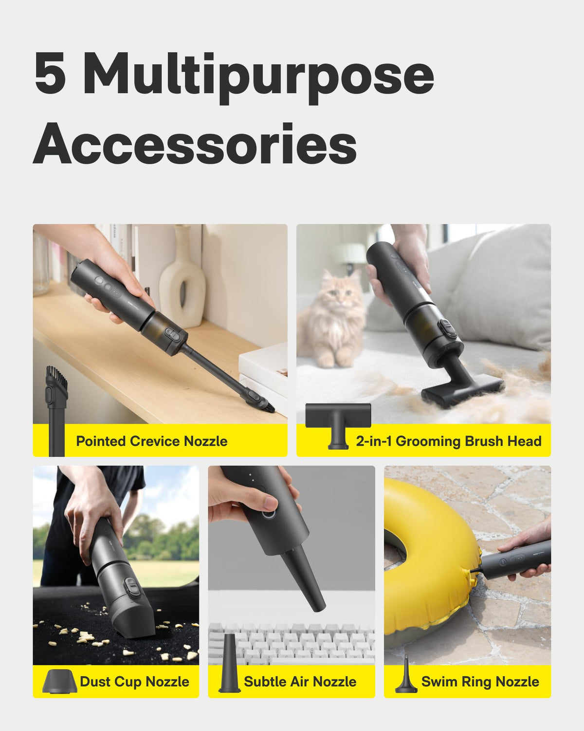 HOTO Car Vacuum Portable Cordless, 4-in-1 Mini Handheld Vacuum, 20000Pa