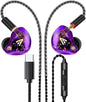 Vibes 202MC USB-C Wired Earbuds - HiFi in Ear Monitor Headphones - Noise Isolating Ear Buds w/ Mic - Clear Sound, Deep Bass & Comfort-Fit Earphones - MMCX to USBC, Silver Plated Cord, Carrying Case