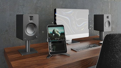 Kanto SP6HD Desktop Speaker Stands for Medium/Large Bookshelf Speakers & Mid-Size/Full-Size 4”-7” Studio Monitors | 6" Tall | Black | Pair