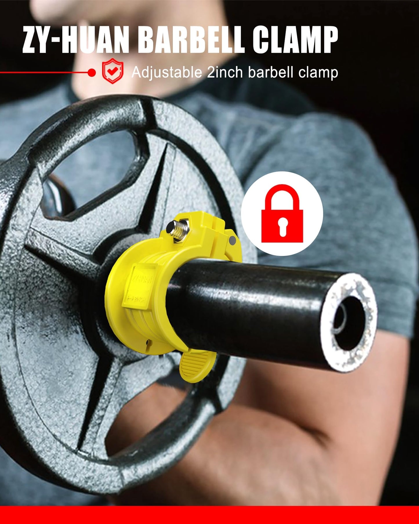 ZY-HUAN Olympic Barbell Clamps 2 inch Adjustable Barbell Clips Quick Release Pair of Locking Weight Clips for Bars