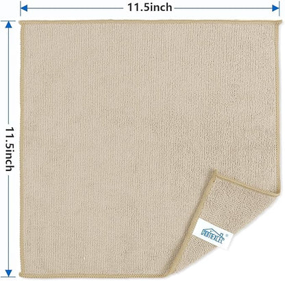 HOMEXCEL Brown Microfiber Cleaning Cloth, 50 Pack Cleaning Towels for Kitchen, Lint Free, Scratch-Free, Highly Absorbent, and Reusable Cleaning Rags for House, Window and Glass, Cars, 11.5 X11.5 inch