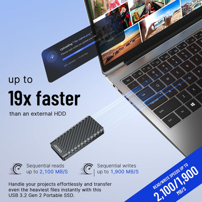 512GB External Hard Drive, Up to 2100MB/s, USB 3.2 Gen 2 Portable SSD, External Solid State Drive for Mac, Windows PC, Laptops, Gaming, iPhone — Ideal for File Backup, Content Creators & Videographers