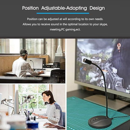 JOUNIVO USB Microphone, 360 Degree Adjustable Gooseneck Design, Mute Button & LED Indicator, Noise-Canceling Technology, Plug & Play, Compatible with Windows & MacOS
