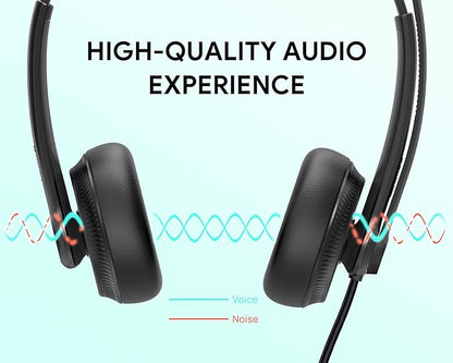 UH34 USB Headset with Microphone for PC Laptop,Wired Headset,On-Ear Headphones with Noise-Cancelling Microphone UH34 Dual UC