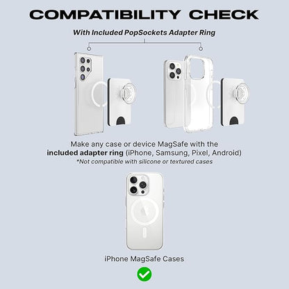 PopSockets Phone Wallet with Expanding Grip and Adapter Ring for MagSafe, Phone Card Holder, Wireless Charging Compatible, Wallet Compatible with MagSafe, Cute PopSockets - Blanc Fresh