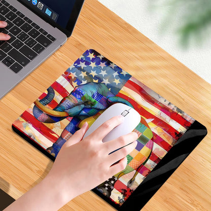 Square Mouse Pad American Flag，Colorful Baby Elephant-1,Gaming Mouse Pads for Desk,Soft Computer Waterproof Non-Slip Mouse Mat