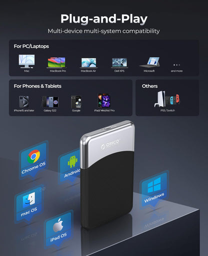ORICO M25PRO 512GB Portable External SSD, Up to 460MB/s