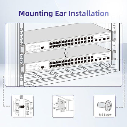 Rack Mount Kit Universal Adjustable 19 Inch Rack Ears for HP/ProCurve/Aruba/OfficeConnect/HPE and Other Switches