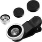 Portable Cell Phone Camera Lens Super Wide Angle Lens Macro Lens Fisheye Lens Clip on 3 in 1 Mobile Phone Lens Compatible for iPhone 6S/7/8/X (Silver)