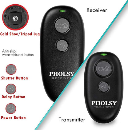PHOLSY Wireless Shutter Camera Remote Release Control for Panasonic S5, S1H, S1R, S1M, S1, G95, G91, G90, G9, FZ1000 II, G80, G81, G85, GH5, GH6, G95, G7, GH7, GX8, G6, G5