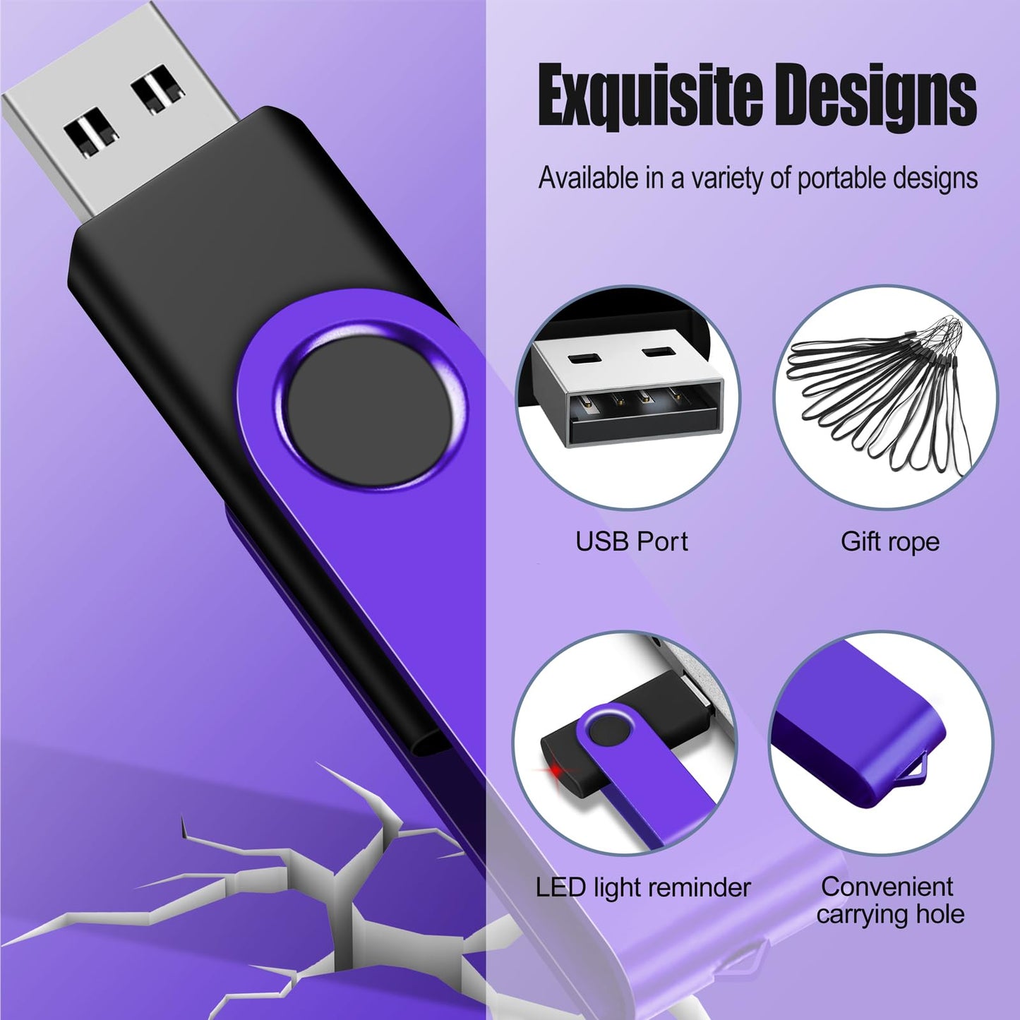 1GB 20-Pack USB Flash Drives Bulk EASTBULL USB 2.0 Thumb Drive,Purple
