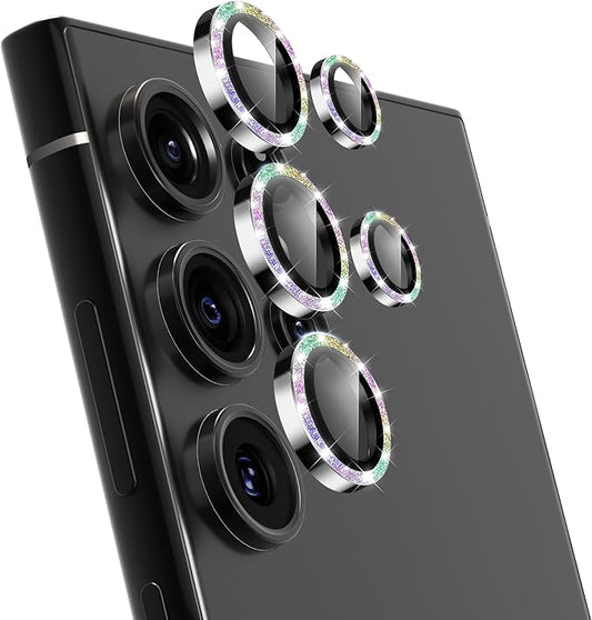VIPSENT For Samsung Galaxy S23 Ultra Camera Lens Protector, Individual Lens Protector, Ultra HD 9H Tempered Glass Screen Protective Cover, Anti-scratch, Military Grade Drop Protection 2 Set. (Glitter Colorful, S23 Ultra)