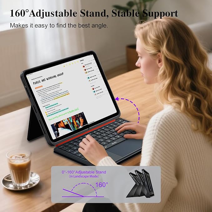 iPad Pro 13 inch Case with Keyboard (M5 2025, M4 2024), Flex Magnetic Detachable Backlit Keyboard Case, Larger Multi-Trackpad, Landscape/Portrait, 160° Adjustable Stand, Slim Protective Case (Black)