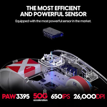 Pulsar Gaming Gears - Super Clear Limited Edition: X2H Mini Wireless Gaming Mouse, Symmetrical, Ultra Lightweight 1.83 oz (52g), PAW3395 26k DPI Optical Sensor, Optical Switch (Mini, Super Clear)