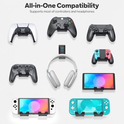 OIVO Controller & Headset Wall Mount Holder Stand, Foldable Headphone Stand, Gaming Controller Holder Hanger Hook, Universal Storage Organizer Controller/Earphone/Game Accessories-5 Packs