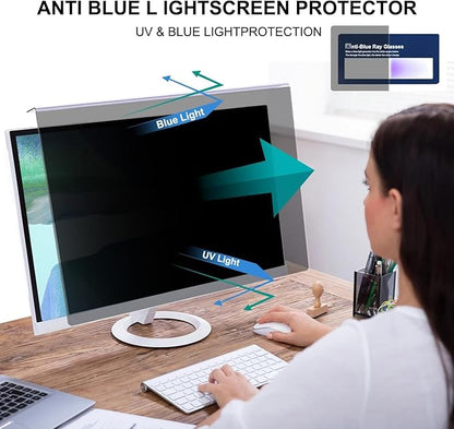 Hanging Computer Privacy Screen Protector Shield Compatible for 23/24 Inch Widescreen Desktop Monitor -Anti Glare & Blue Light Filter-Hanging Design for Easy On/Off