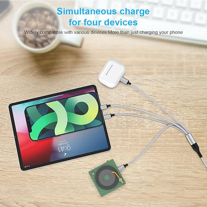 iPhone Charging Cable 1.8M/6Ft Multi 4 in 1 USB Universal Fast Charging Cord Multi Charging Cable Lightningx2+Type C+Micro USB Port Connectors Adapter for Android/Apple/iOS/Samsung/LG/Huawei/XiaoMi