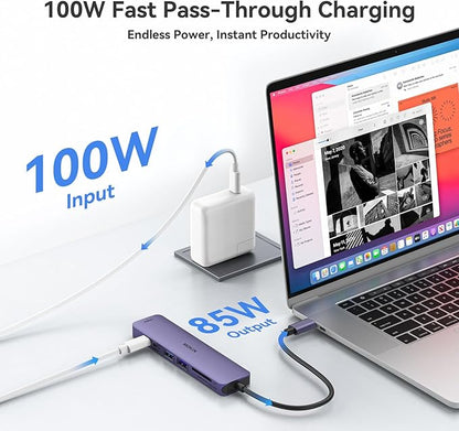MOKiN 7 in 1 USB C Hub with HDMI, SD/TF Card Reader, USB 3.0, 100W PD Compatible for MacBook Pro/Air, Dell XPS, Lenovo Thinkpad