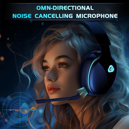 2.4GHz Wireless Gaming Headphones for PS5, PS4 Fortnite & Call of Duty/FPS Gamers, PC, Nintendo Switch, Bluetooth 5.3 Gaming Headset with Noise Canceling Mic, Stereo Sound, 40+Hr Battery -Black