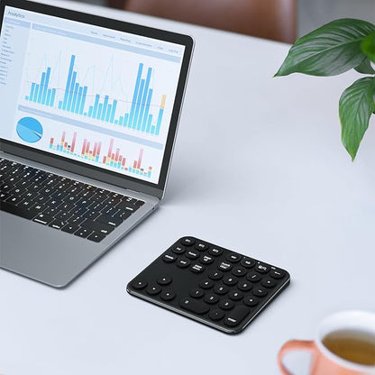 iClever Bluetooth Number Pad, Portable Wireless Number Pad, Aluminum Rechargeable 35-Keys Numeric Keypad for Multi-Devices, Compatible for Laptop, Mac, iMac, Tablet, PC and Desktop