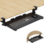WALI Keyboard Tray Under Desk, Pull-Out Keyboard & Mouse Tray with 45° Adjustable C-Clamp, Ergonomic Platform Computer Drawer for L Shaped & Flat Desk 26.4" x 11.8" (KBT001-B), Black