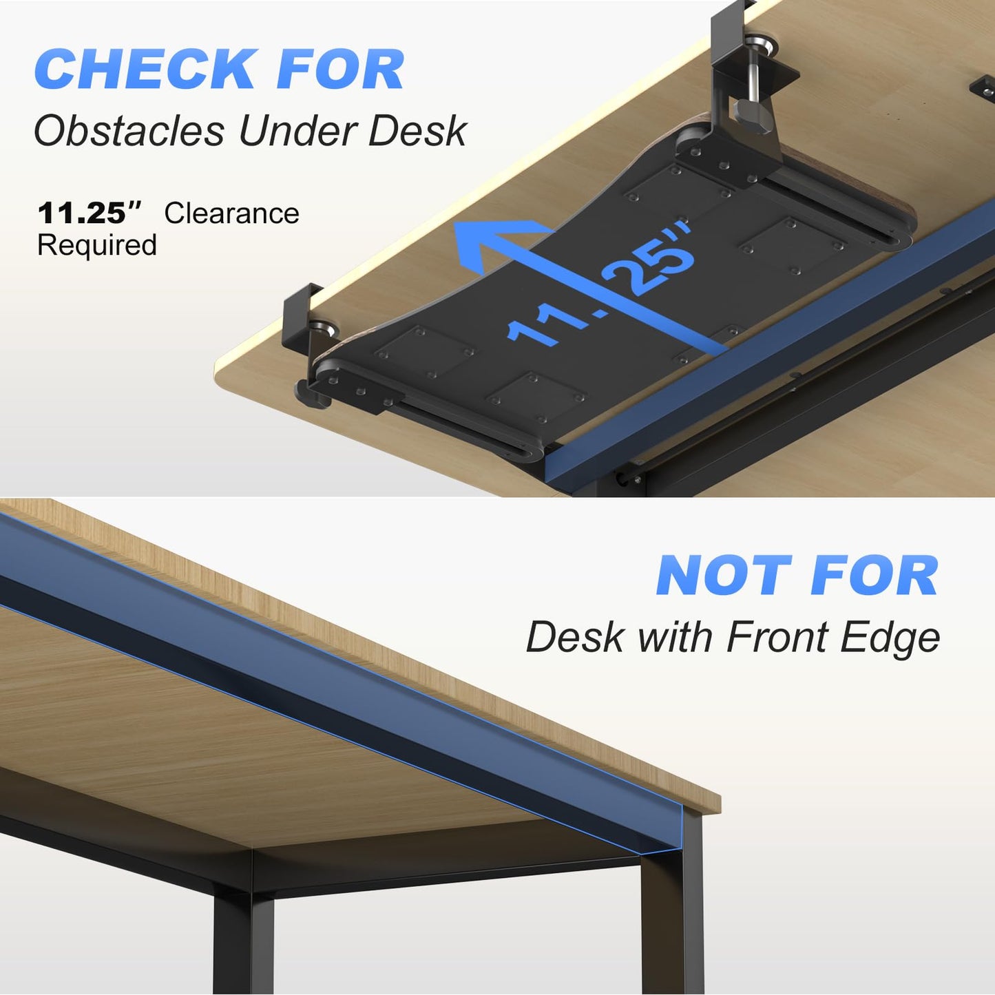 suptek Keyboard Tray Under Desk Pull Out with C Clamp Mount, Computer Keyboard & Mouse Tray, 25.6 (30 Including Clamps) x 11.8 inch Slide-Out Platform Computer Drawer for Typing, DSF1C