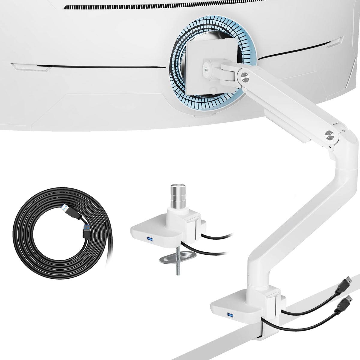 ARES WING Ultrawide Monitor Desk Arm for 17 to 49 Inch Screen, Holds 44 Lbs