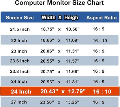 24 Inch Computer Privacy Screen Shield [2 Pack] for 16:10 Widescreen Desktop Monitor - Anti-Glare Blue Light Privacy Filter and Anti Spy Privacy Screen Protector Film