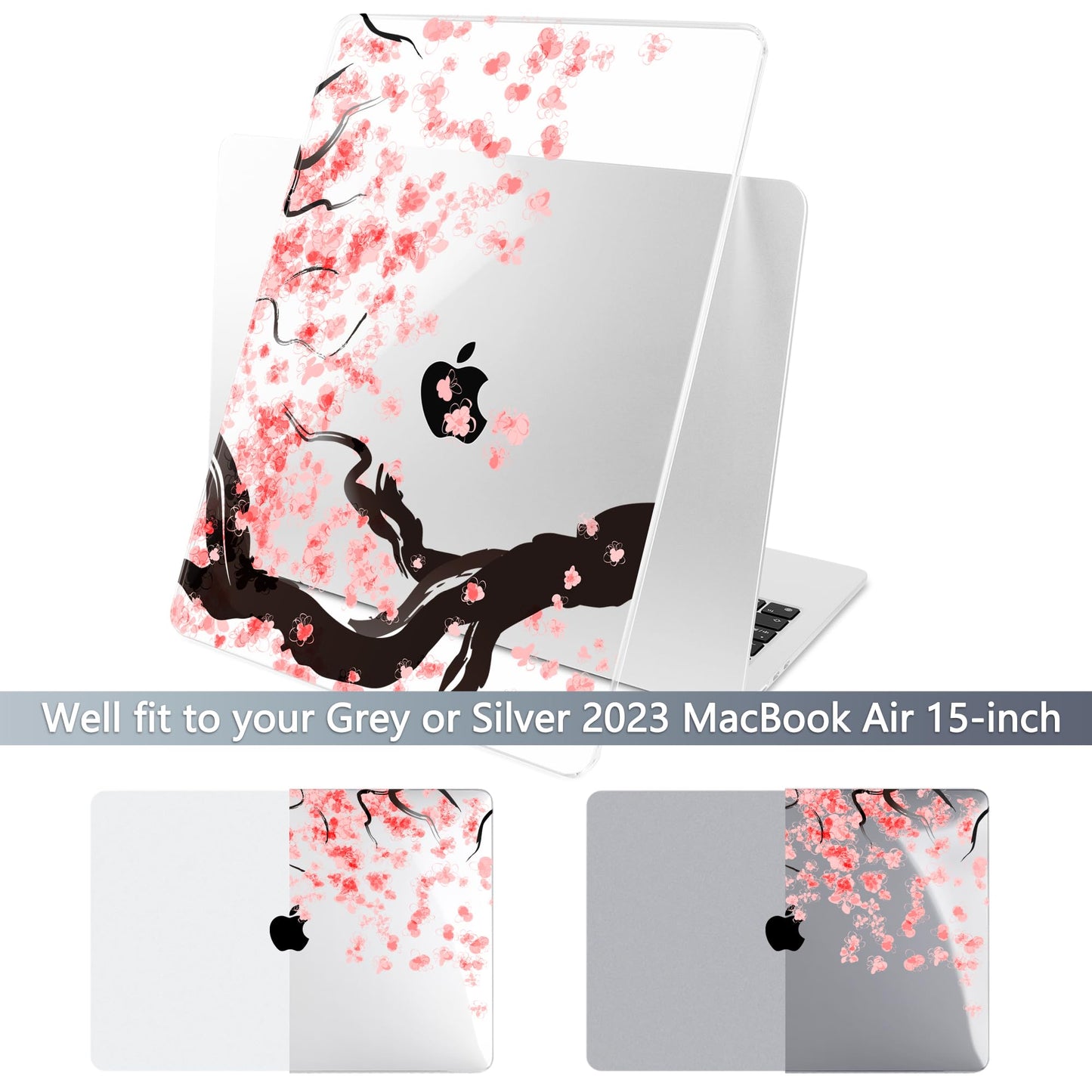 Batianda Case for MacBook Air 15" with M5 M4 M3 M2 Chip, Cherry Blossoms