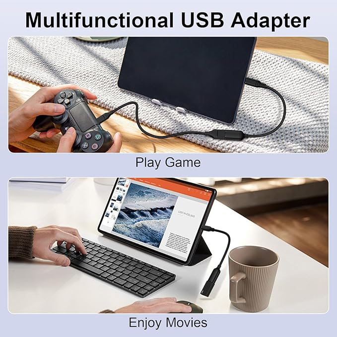 USB C to USB 3.0 Adapter, USB C Android Adapter Male to USB A Female OTG On The Go Cable for Samsung Galaxy S25 Edge Ultra S24 S23 S22 S21 S20 A36,Google Pixel 9 8 7 Pro,Moto G 5G 2025