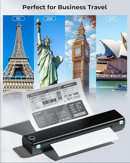 Phomemo Portable Printers Wireless for Travel, M08F Thermal Bluetooth Printer Support for 8.5"x11" US Letter, Small Inkless Printer Compatible with iOS, Android, Laptop for Car, Office, Home