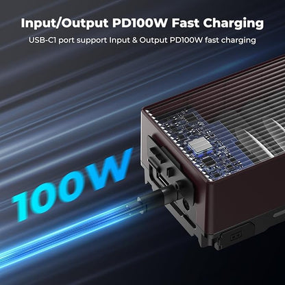 K&F CONCEPT V Mount Battery, 99Wh 6700mAh V-Mount Battery with PD 100W USB-C Fast Charging, with Dual D-TAP/A/USB-C/DC/TFT Display/Emergency Light for Camera, Camcorder, Monitor, Video Light