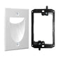 1 Pack Wall Plate Cable Pass Through with Bracket - In Wall Cable Management Kit - Recessed Cable Wall Plate Pair with Single Gang Low Voltage Mounting Bracket - Decorator Cover for Low Voltage Cables