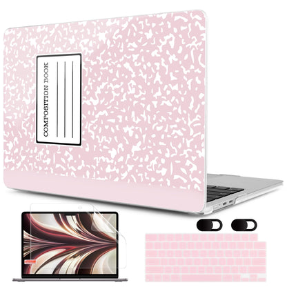 MEEgoodo Case for M5/M4/M3/M2 MacBook Air 13 inch Case 2026 2025 2024 2022, Fit Model A3449/A3240/A3113/A2681, Laptop Hard Shell Compatible with MacBook Air 13.6-inch, Pink Composition Book