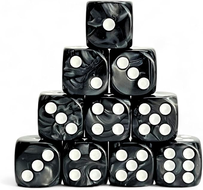 Luck Lab 10 Piece D6 Dice Pack - Acrylic Dice for RPG MTG DND Dice Table Games and Board Games (Black Pearl)