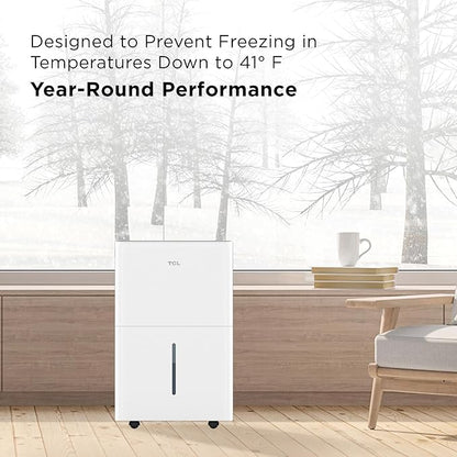 TCL 4500 Sq. Ft. 50-Pint Smart Dehumidifier, Energy Star 2024, Ideal for Whole House, Including Basements, Bedrooms, Bathrooms, Attics & Garages, Compatible with Alexa/Google Assistant