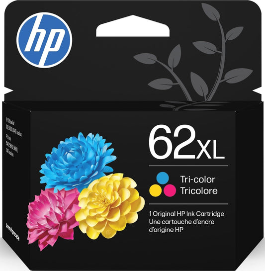 HP 62XL Tri-Color High-Yield Ink | Works with Envy 5540, 5640, 5660, 7640, OfficeJet 5740, 8040, Mobile 200, 250 | C2P07AN | Packaging May Vary