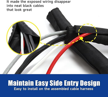 Split Braided Wire Sleeving Loom Mesh Woven for Automotive Wires/Audio Video Cable/Multi-Cable Strings Organized Guard Cover (1/4" - 18 Feet)