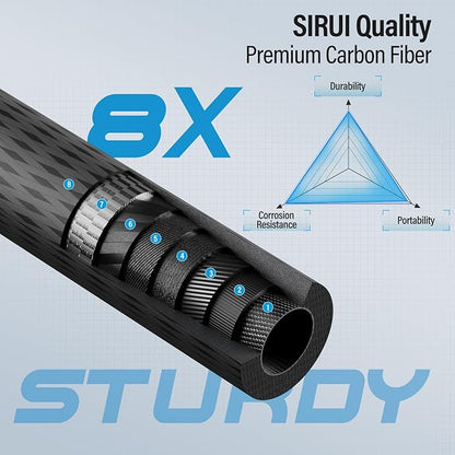 SIRUI Traveler 7C Camera Tripod 65.55 inches Carbon Fiber Arca Tripod with E-10 360° Panorama Ball Head and Arca Swiss Quick Release Plate Load Capacity Up to 17.6lbs, Convertible to Monopod