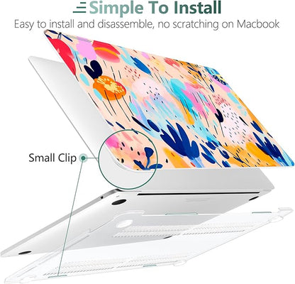 TWOLSKOO Compatible with MacBook Pro 13 inch Case 2023-2016 A2338 M2/M1 A2251 A2289 A2159 A1989 A1706, Plastic Hard Shell Cover & Keyboard Skin & Screen Protector, Bright Abstract Florals