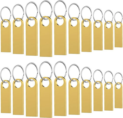 20 Pack 32GB USB Flash Drive with Keychains, Wooolken Sleek Metal USB 2.0 Thumb Drives Memory Stick for PC Laptop Computer(Gold)