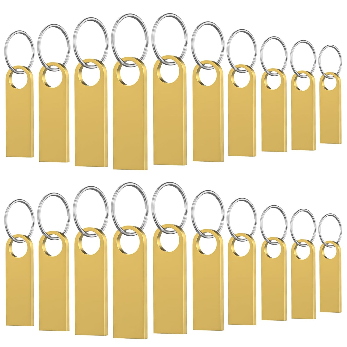 16GB USB Flash Drive 20 Pack, Wooolken Sleek Metal Thumb Drives with Keychains Swivel Memory Stick Pendrive USB 2.0 Jump Zip Drive USB Stick(Gold)