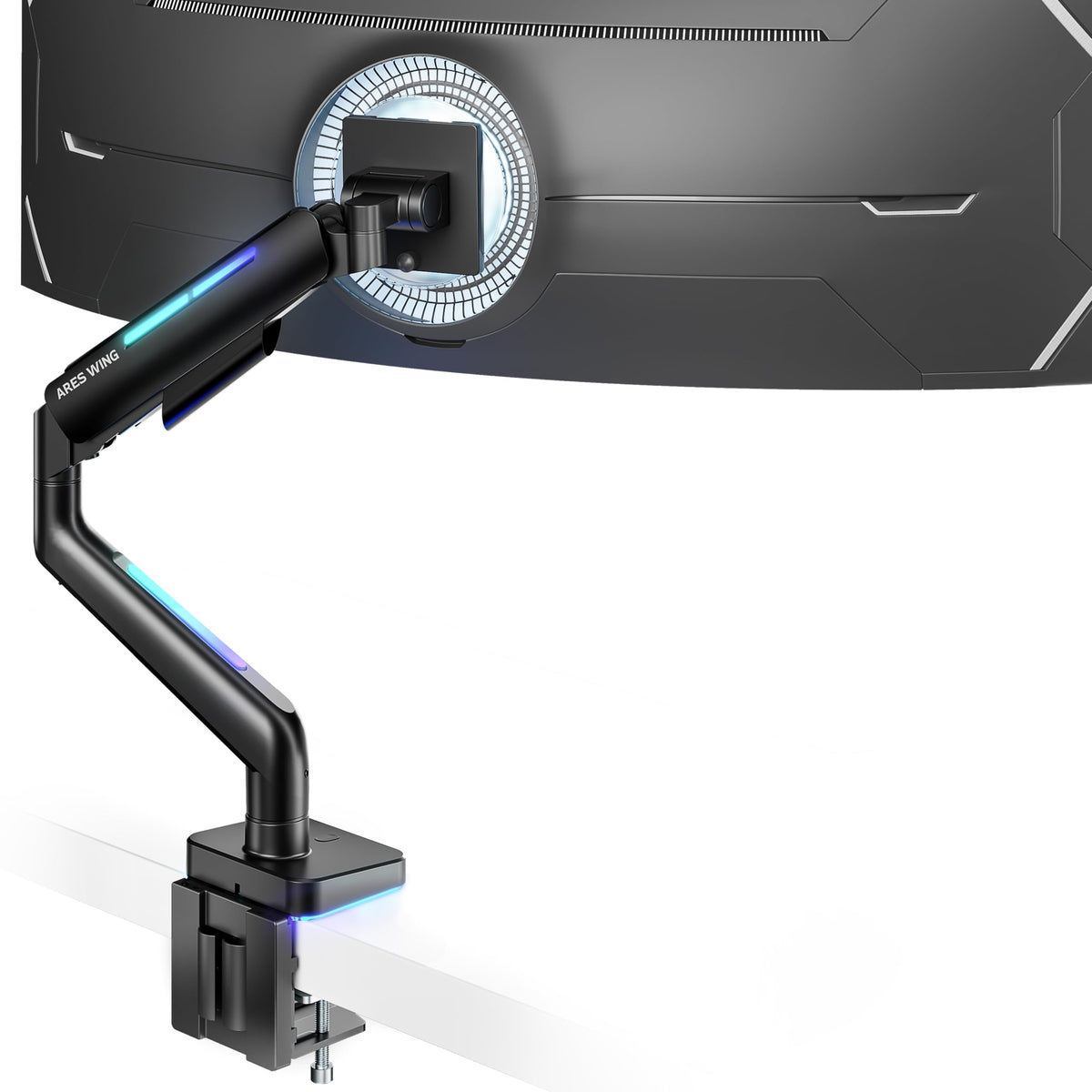 ARES WING Ultrawide Monitor arm with RGB for 17-49 Inch Screen, Black