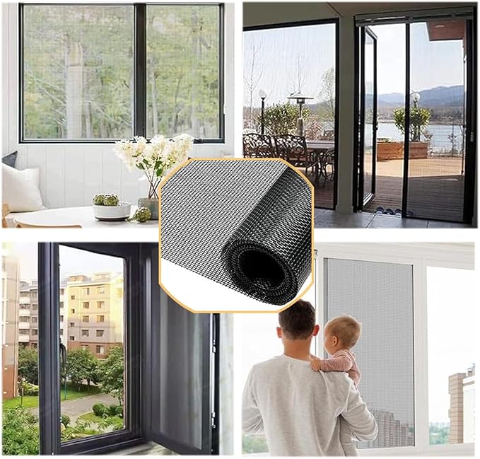 36inch*50ft Window Screens Roll, Replacement Repair Screens Mesh, Cuttable Fiberglass Screens Door Netting, DIY Screening Mesh Netting for Windows, Door, Pool, Porch,Patio -Black