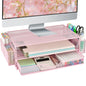 AUPSEN Computer Monitor Stands Riser，2-Tier Desk Organizers and Accessories, Office Desk Accessories Organizer with Drawers and 2 Pen Holder for Office Supplies (Pink)