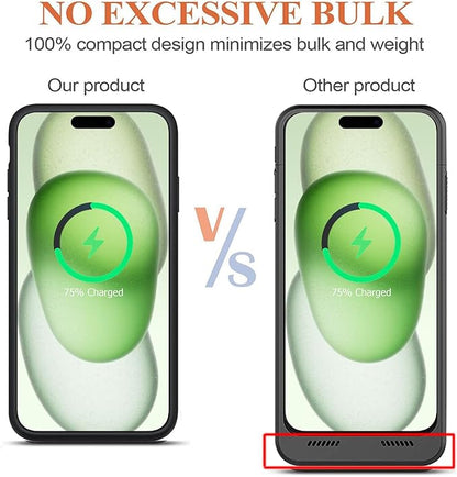Battery Case for iPhone 15, Upgraded 10000mAh Portable Protective Charging Case with Wireless Charging Compatible with iPhone 15 (6.1 inch) Rechargeable Battery Pack Charger Cover with Carplay (Black)