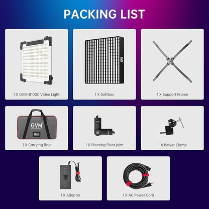 GVM 100W RGB Flexible Led Video Light, 2000K~10000K, Flexible Folding LED Panel Light, 16 Lighting FX with Soft Box, APP Control GVM Lighting for Photography