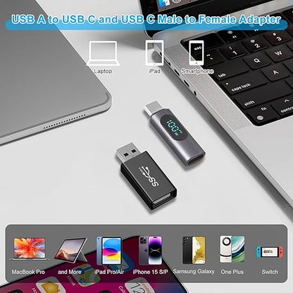 FARSENSE USB C to DC Adapter,Barrel PD Trigger Cable(3.3ft) with Type C Male to Femal/USB A to USB C/3.5x1.35mm Tips/,USB to DC Power Cable can Switching and LED Display Voltage